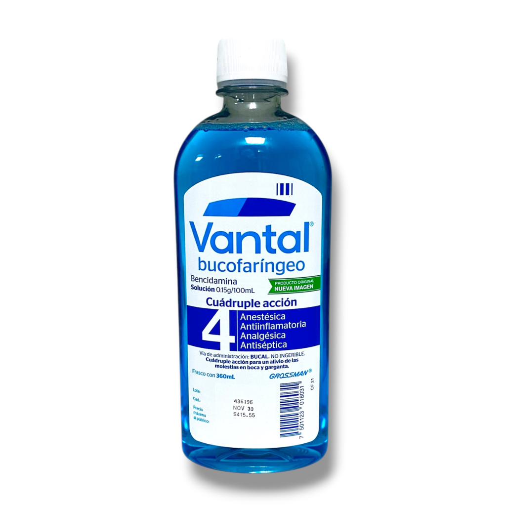 VANTAL BUCOFARINGEO SOL 0.15G/100ML C/360 ML BENCIDAMINA LAB GROSSMAN