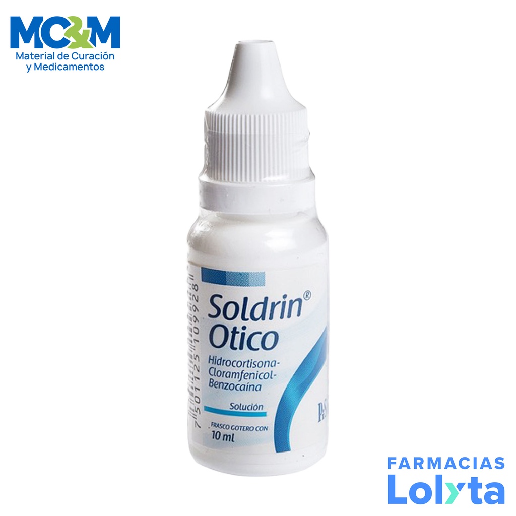 HIDROCORTISONA CLORANFENICOL BENZOCAINA SOL GOTAS 10/25/20MG/ML FCO C/10ML SOLDRIN OTICO LAB PISA