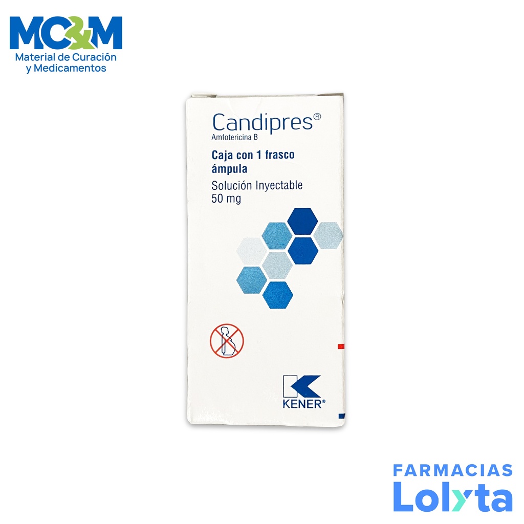 AMFOTERICINA B SOL INY 50 MG C/1 FCO AMPULA CANDIPRES LAB KENER (RF)