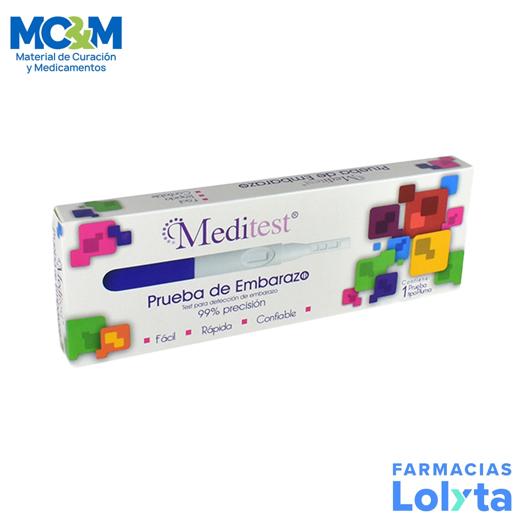 PRUEBA DE EMBARAZO TIPO PLUMA C/1 MEDITEST LAB SUPLIMEX