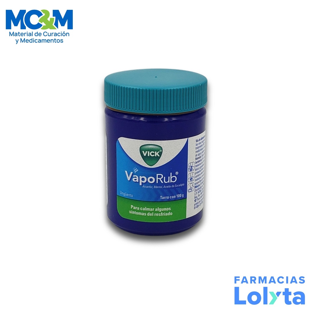 VICK VAPORUB UNGÜENTO 5.26/ 2.82/1.33 G TARRO C/100 G ALCANFOR MENTOL EUCALIPTO LAB P&G