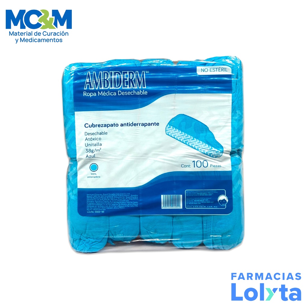 CUBRE ZAPATO CON ANTIDERRAPANTE C/100 PIEZAS AMBIDERM
