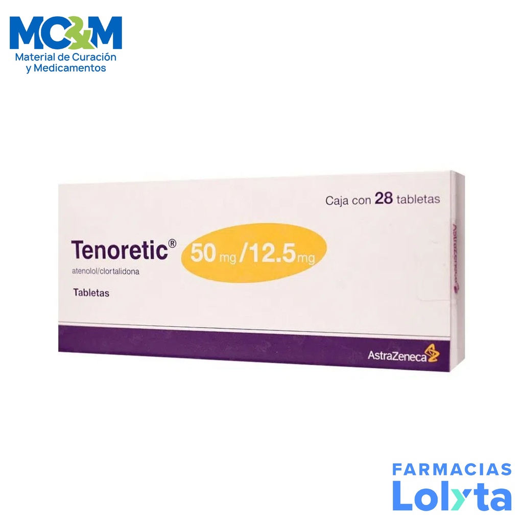 TENORETIC 50/12.5 MG C/28 TAB ATENOLOL CLORTALIDONA LAB ASTRAZENECA