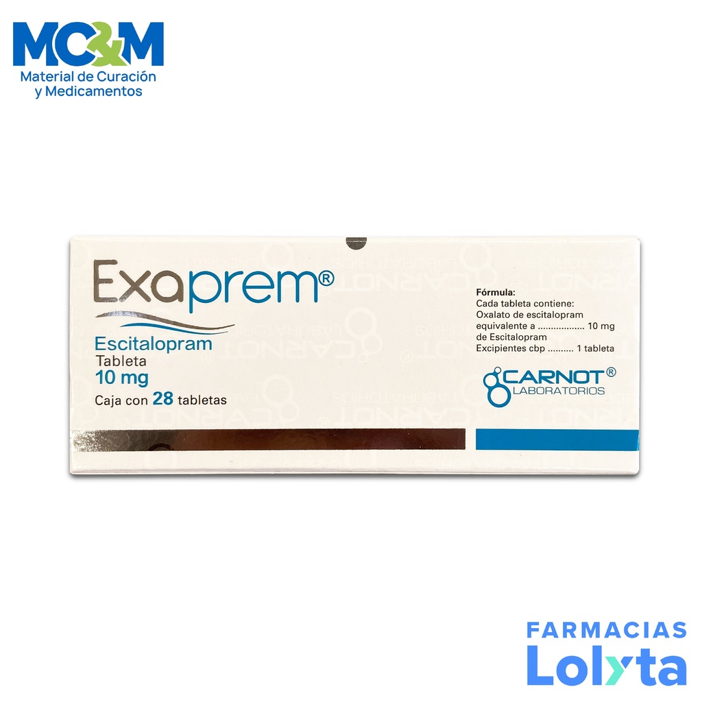 EXAPREM 10 MG C/28 TAB ESCITALOPRAM LAB CARNOT