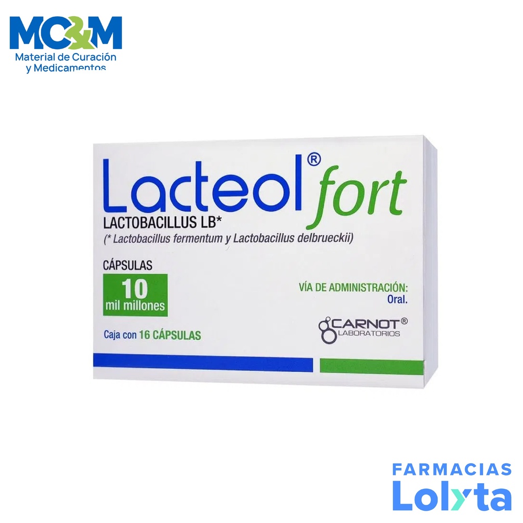 LACTEOL FORT 10MIL MILLONES C/16 CAP LACTOBACILLUS FERMENTUM DELBRUECKII LAB CARNOT