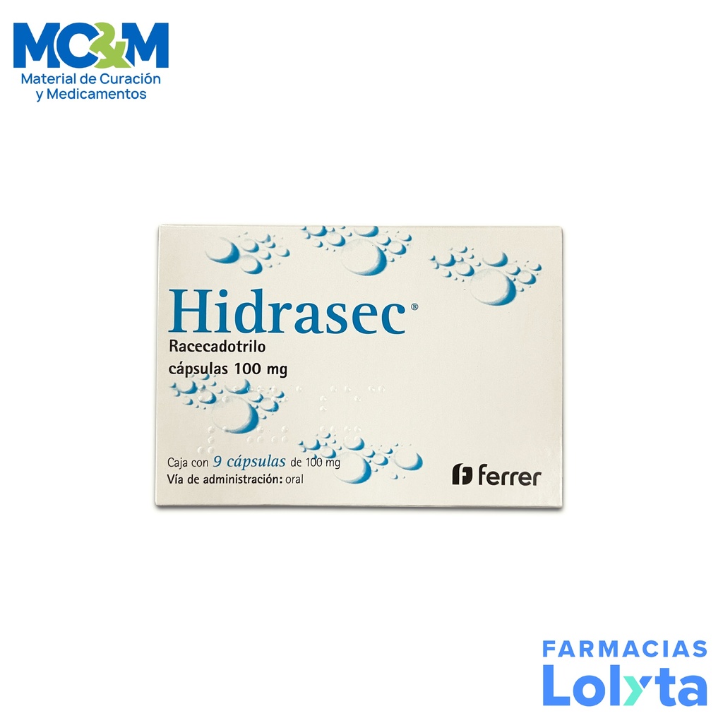 HIDRASEC 100MG C/9 CAP RACECADOTRILO LAB FERRER