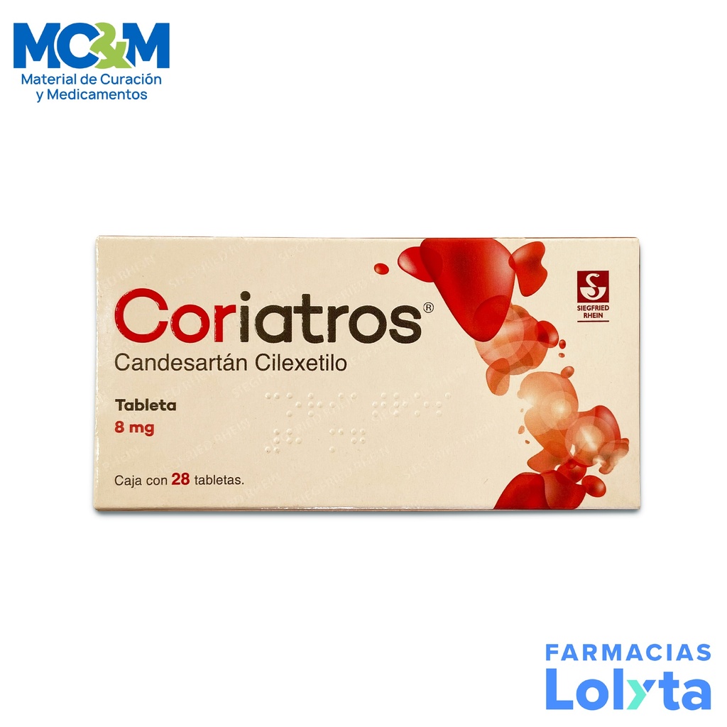 CORIATROS 8 MG C/28 TAB CANDESARTAN CILEXETILO LAB SIEGFRIED RHEIN