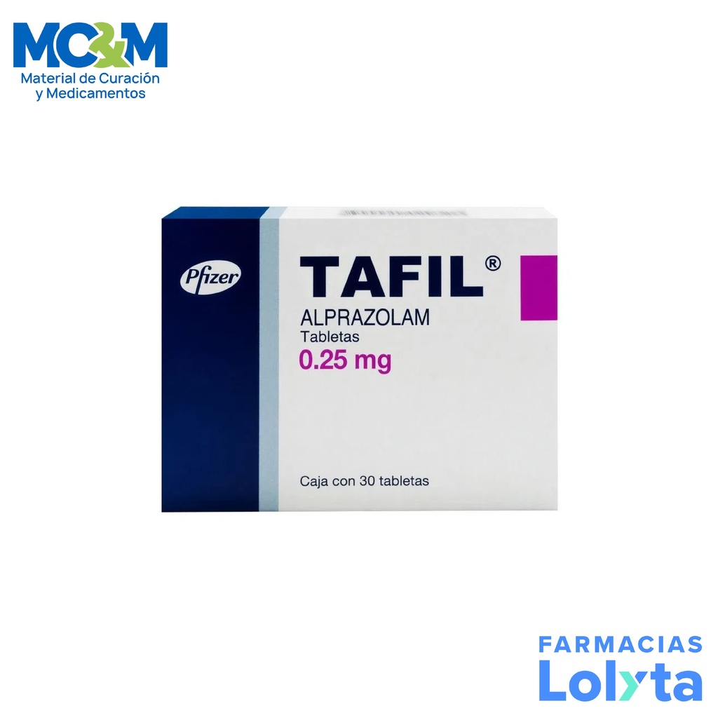 TAFIL 0.25 MG C/30 TAB ALPRAZOLAM LAB PFIZER GRUPO II