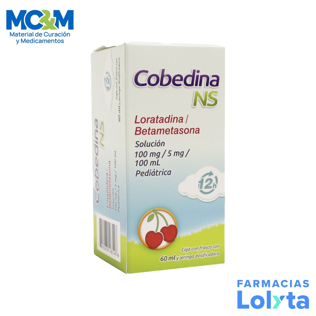 LORATADINA BETAMETASONA SOL ORAL 100/5 MG/100 ML FCO C/60 ML SABOR CEREZA COBEDINA NS PEDIATRICA LAB COLLINS