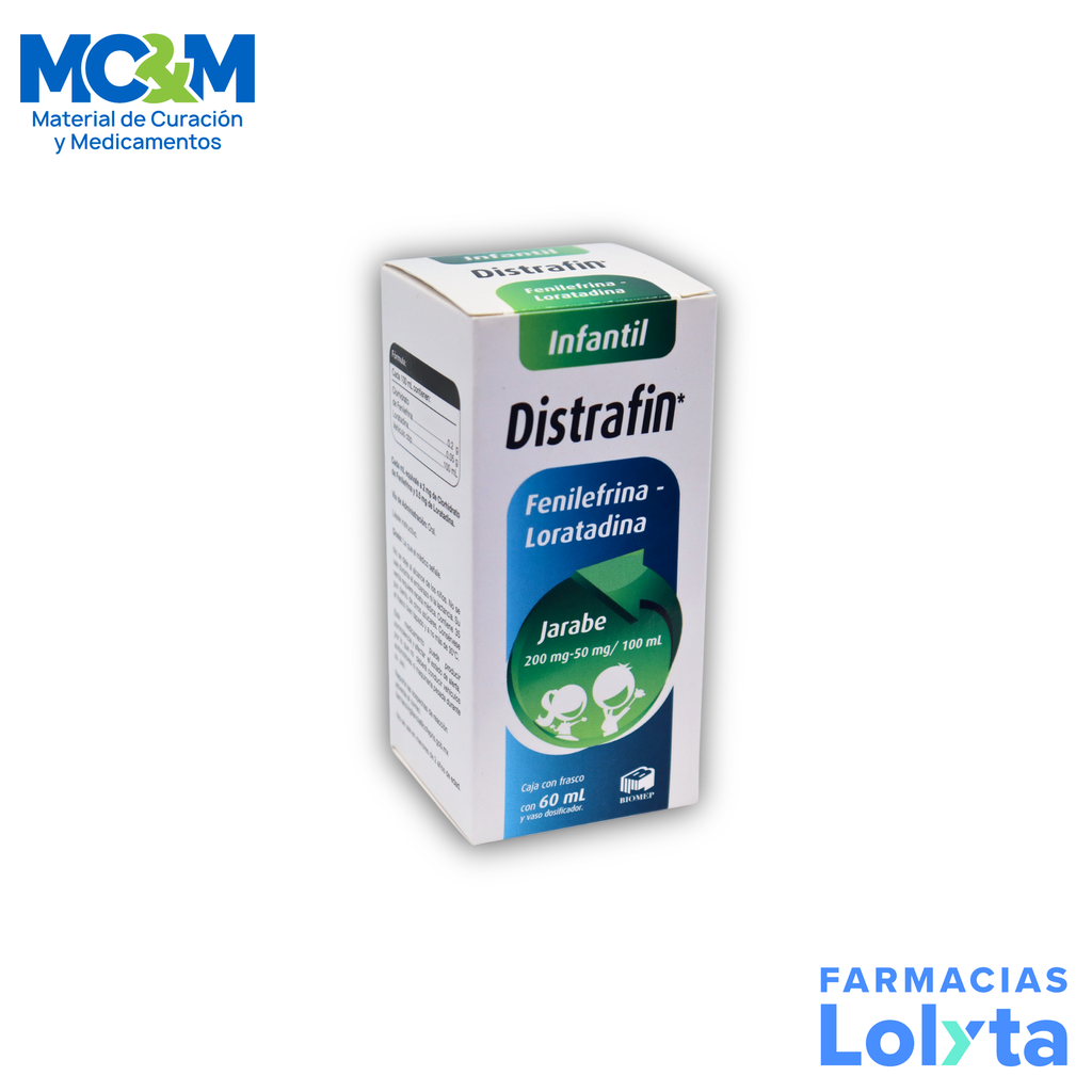 FENILEFRINA LORATADINA JARABE 200/50MG/100ML FCO C/60ML DISTRAFIN INFANTIL LAB BIOMEP