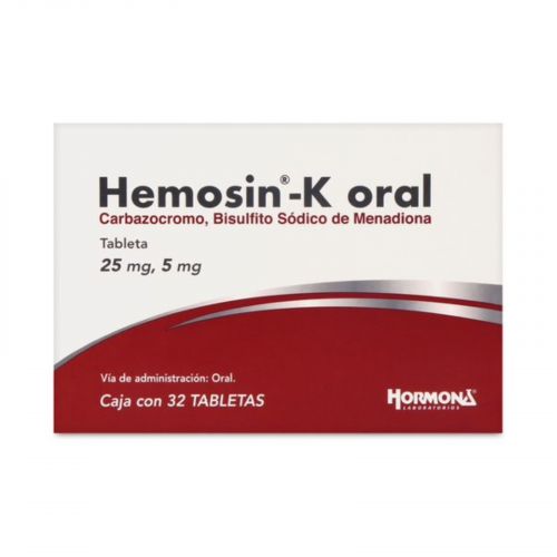 HEMOSIN-K 25/5MG C/32 TAB CARBAZOCROMO BISULFITO SODICO DE MENADIONA LAB HORMONA