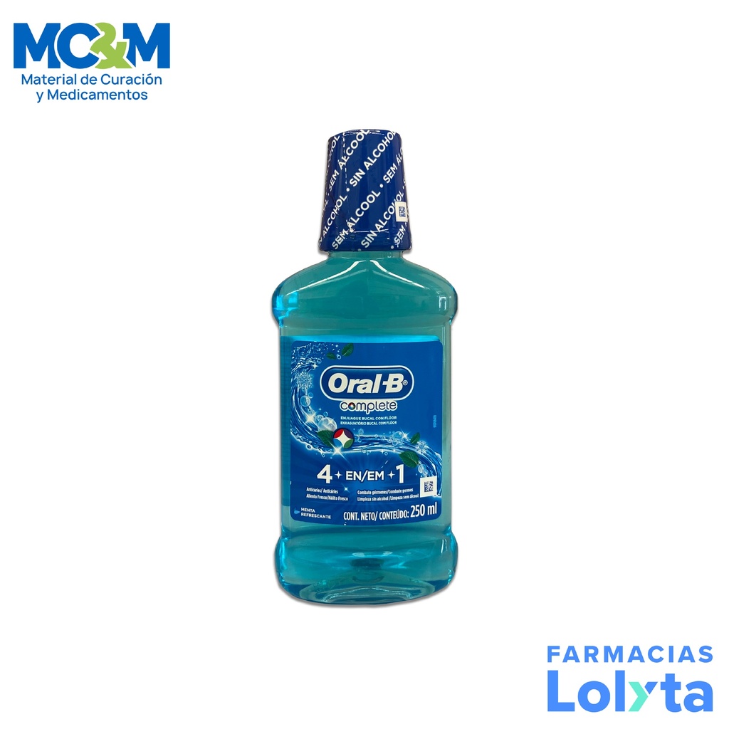 ORAL-B COMPLETE 4 EN 1 C/FLUOR SABOR MENTA 250ML LAB P&G
