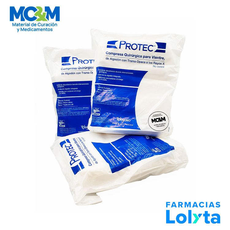COMPRESA QUIRURGICA NO ESTERIL HR 70 X 45 CM TEJIDO 24X20 C/6 PZAS PROTEC DEGASA 0102100