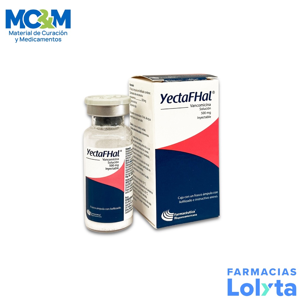 VANCOMICINA SOL INY 500MG YECTAFHAL LAB FARMACEUTICA HISPANOAMERICANA