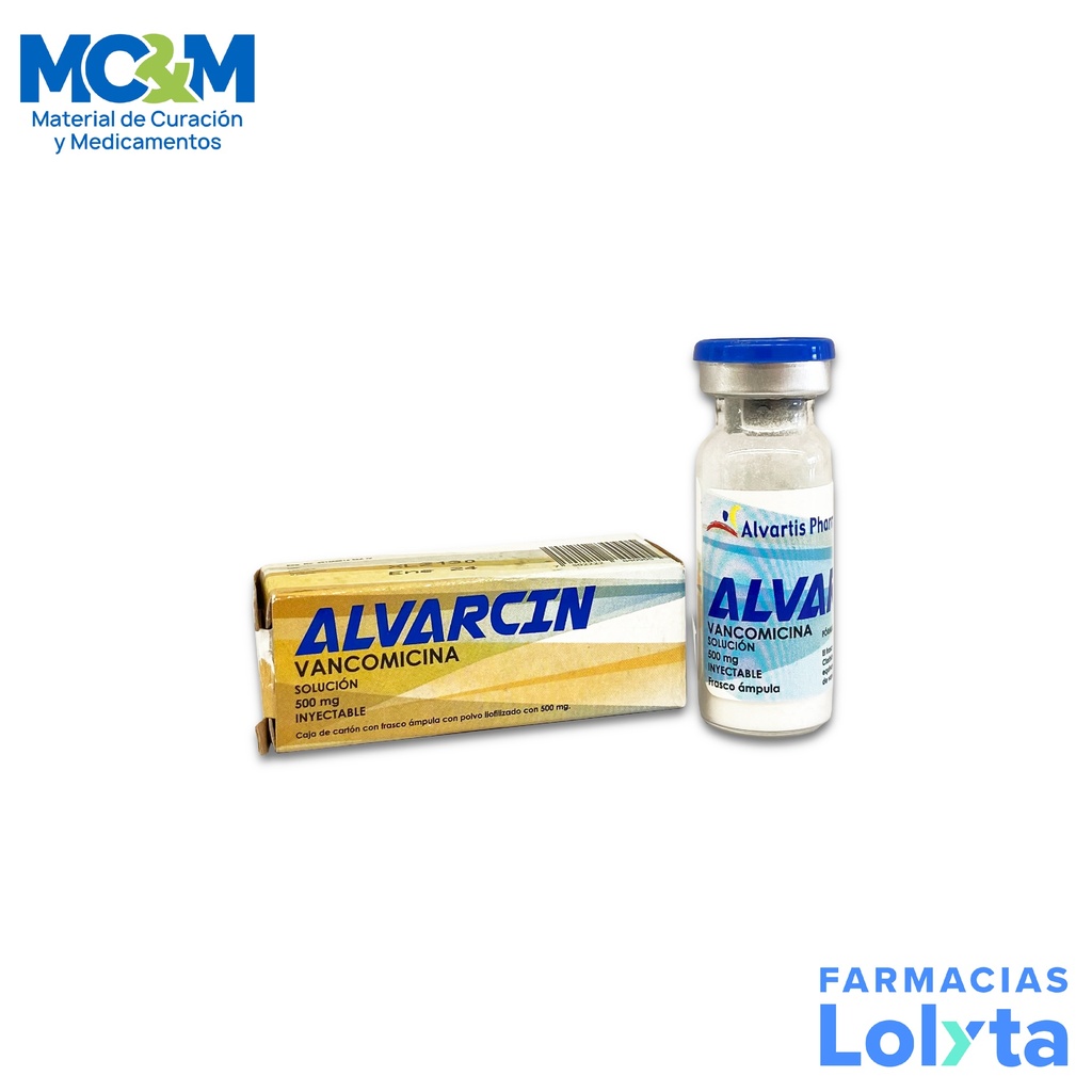 VANCOMICINA SOL INY 500 MG ALVARCIN LAB ALVARTIS PHARMA
