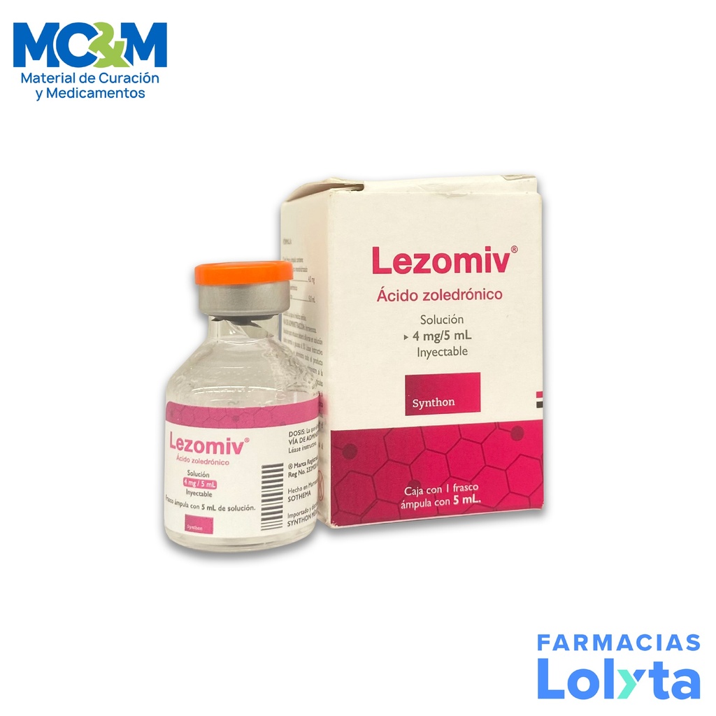 ACIDO ZOLEDRONICO SOL INY 4MG/5ML LEZOMIV LAB SYNTHON