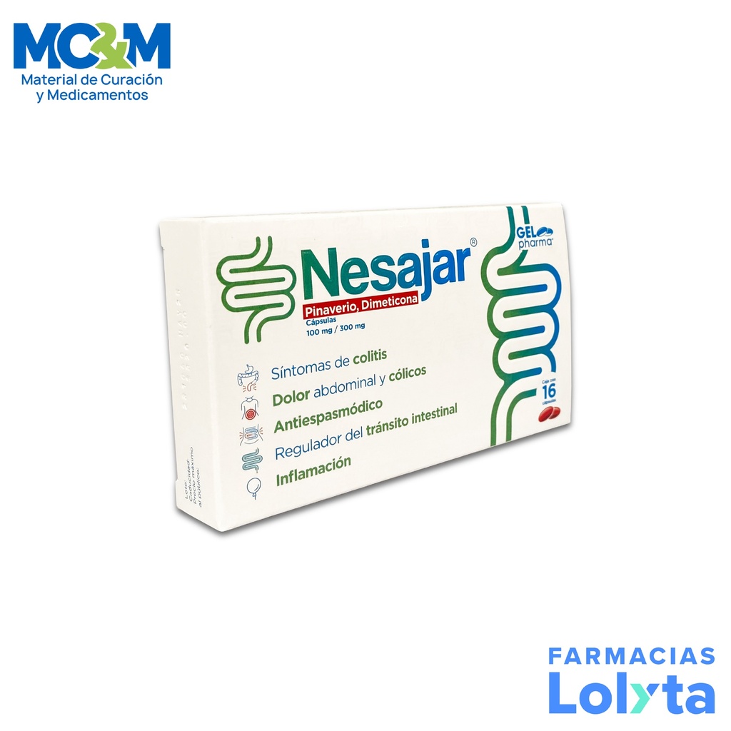 PINAVERIO DIMETICONA 100/300 MG C/16 CAP NESAJAR LAB GELPHARMA