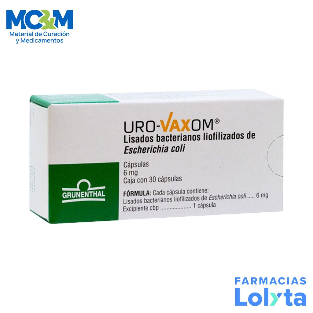 URO-VAXOM 6MG C/30 CAP LISADOS BACTERIANOS LIOFILIZADOS E. COLI LAB GRUNENTHAL