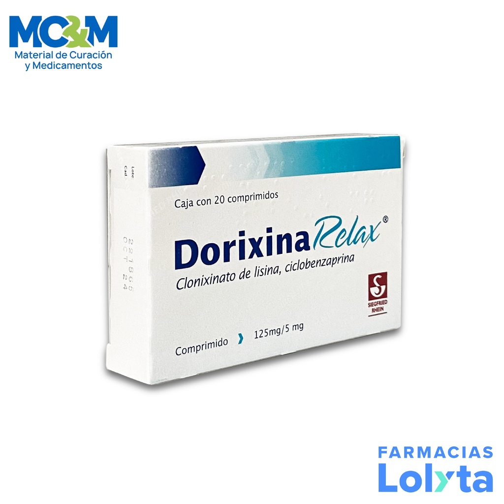 DORIXINA RELAX 125/5 MG C/20 COMPRIMIDOS CLONIXINATO DE LISINA CICLOBENZAPRINA LAB SIEGFRIED RHEIN