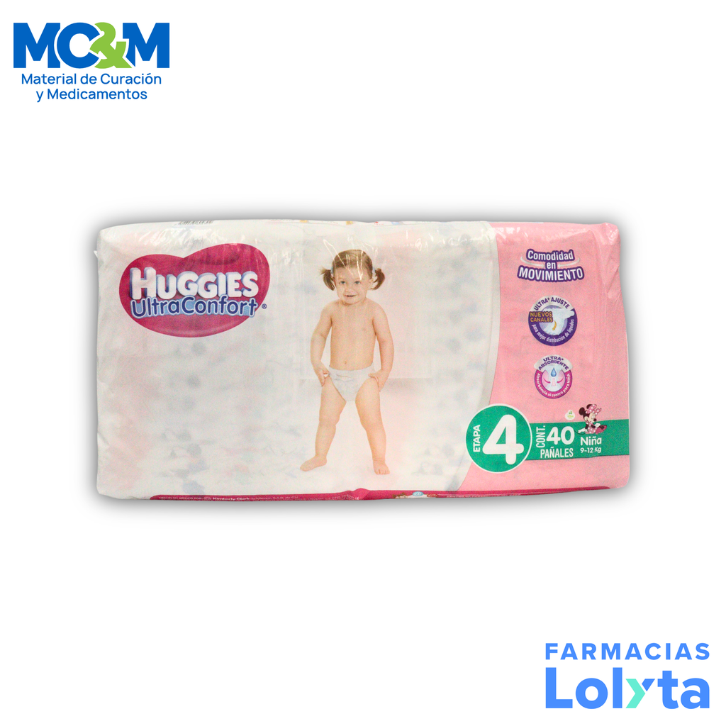 PAÑAL HUGGIES ULTRA CONFORT NIÑA ETAPA 4 C/40 PZAS KIMBERLY CLARK