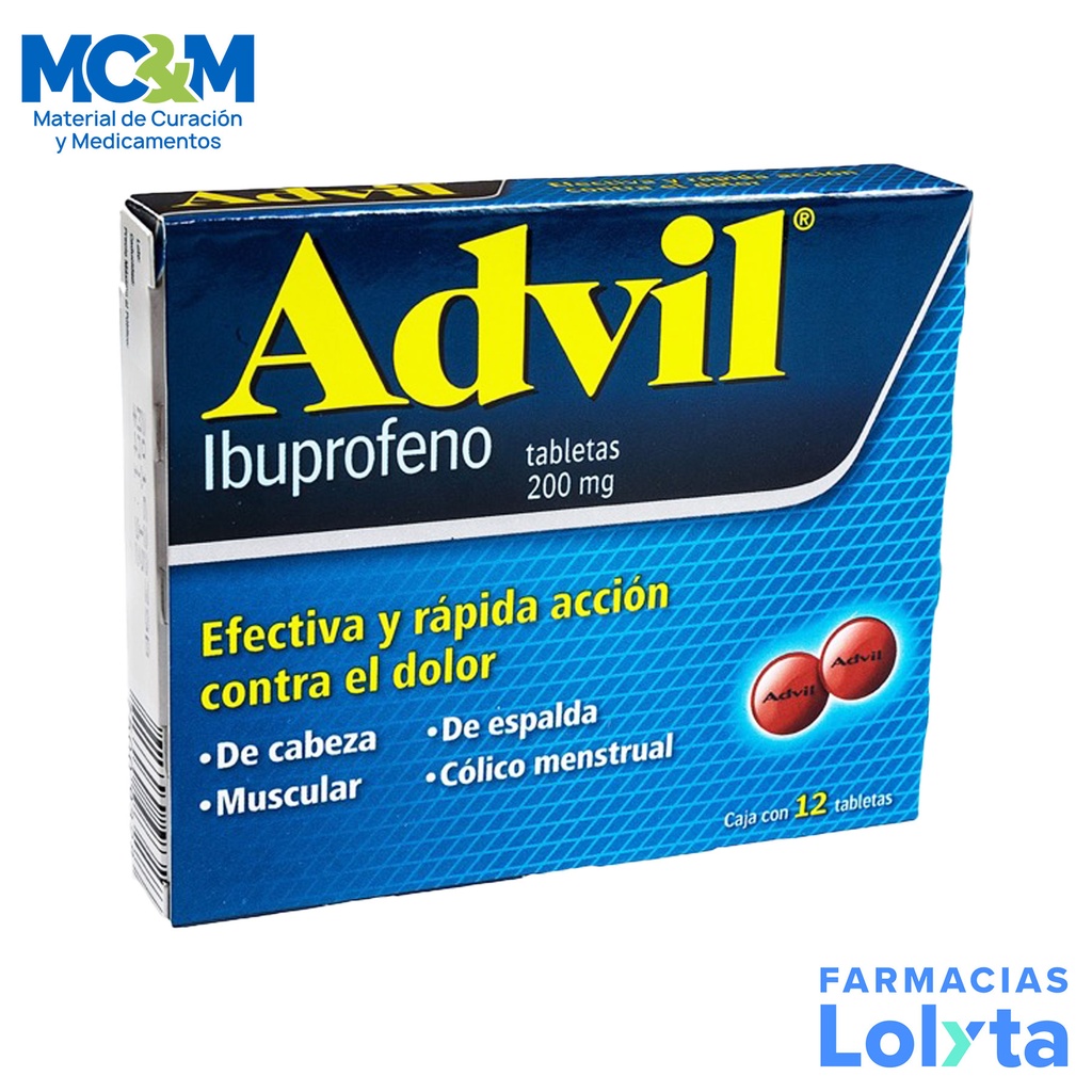 ADVIL 200 MG C/12 TAB IBUPROFENO LAB GSK