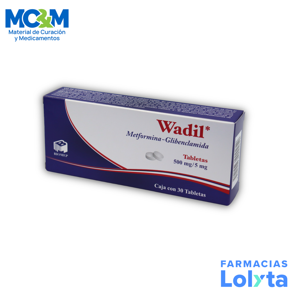 METFORMINA GLIBENCLAMIDA 500/5 MG C/30 TAB WADIL LAB BIOMEP