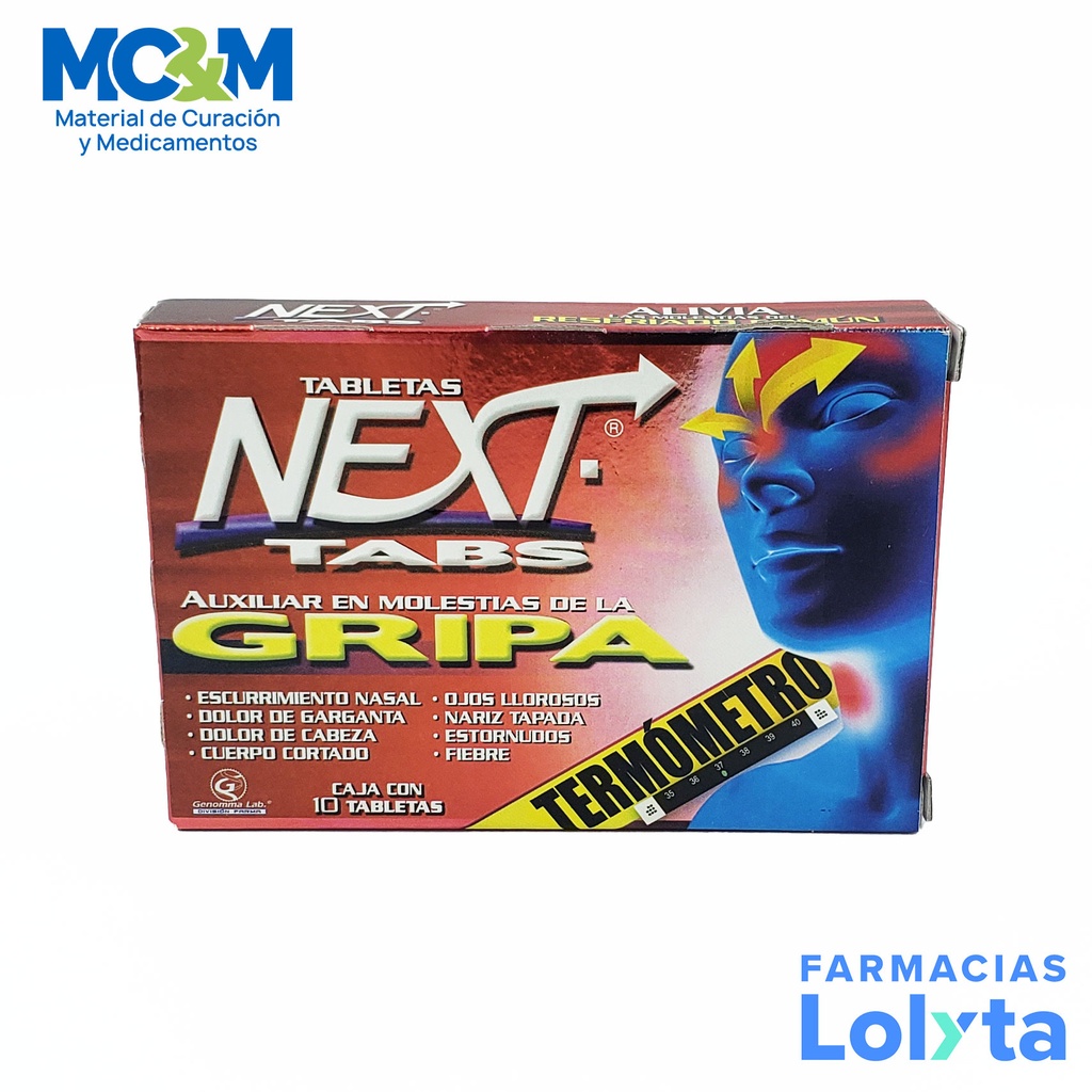 NEXT-TABS 500/25/5/4 MG C/10 TAB PARACETAMOL CAFEINA FENILEFRINA CLORFENAMINA LAB GENOMMA