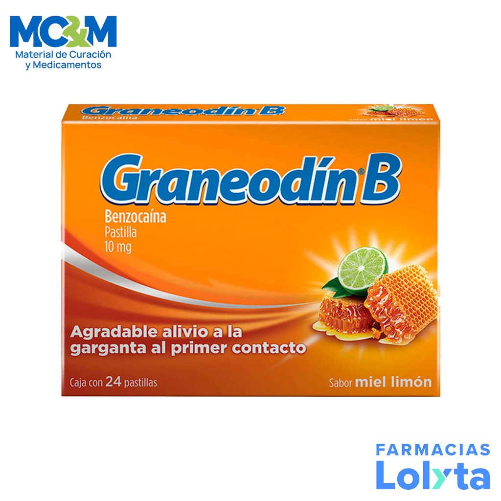 GRANEODIN-B 10 MG C/24 PASTILLAS SABOR MIEL Y LIMON BENZOCAINA LAB RECKITT
