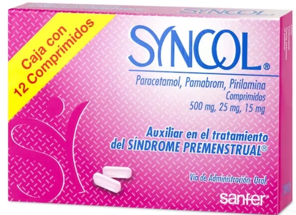 SYNCOL 500/25/15 MG C/12 COMPRIMIDOS PARACETAMOL PAMABROM PIRILAMINA LAB SANFER