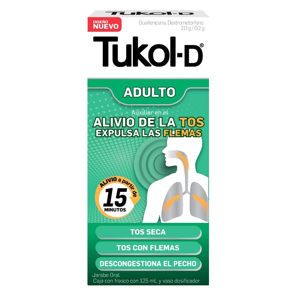 TUKOL-D JARABE ADULTO 2/0.2G FCO C/125 ML GUAIFENESINA DEXTROMETORFANO LAB GENOMMA
