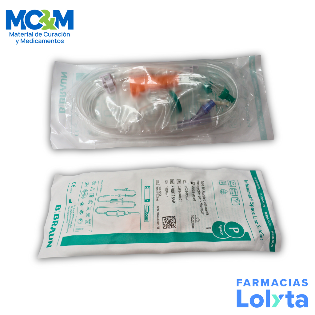 INFUSOMAT SPACE LINE SAFESET EQUIPO PARA BOMBA DE INFUSION REF 8700118SP B. BRAUN
