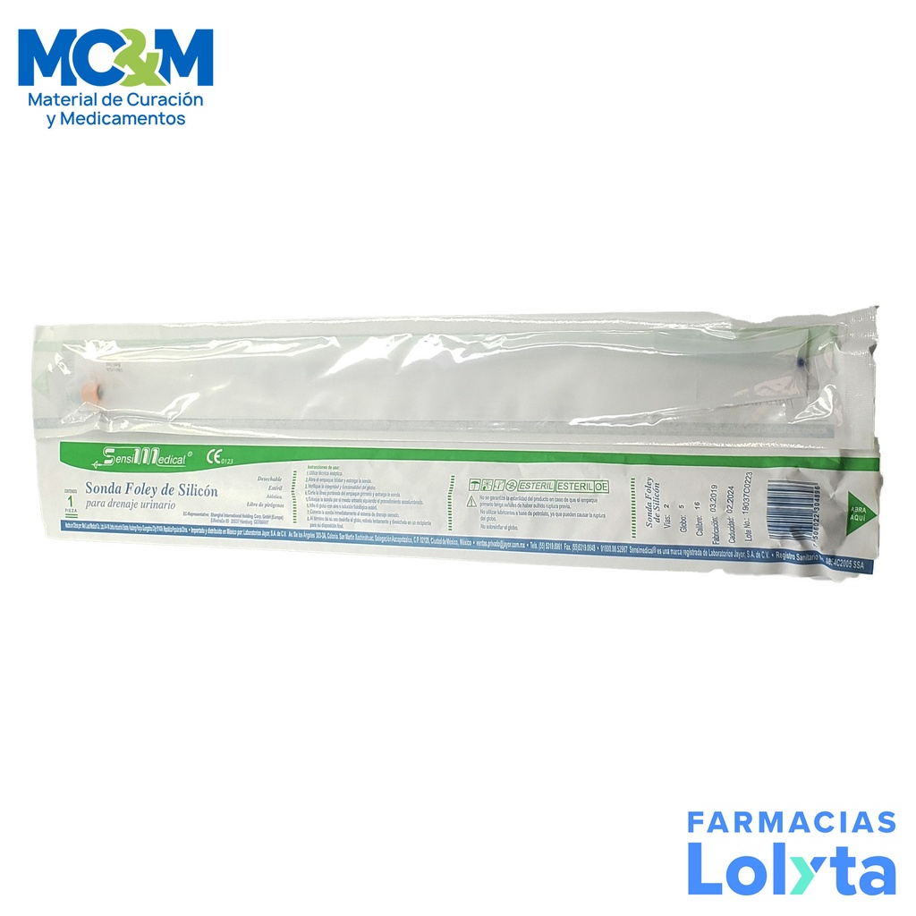 SONDA FOLEY SILICON 16 FR 5 CC SENSIMEDICAL