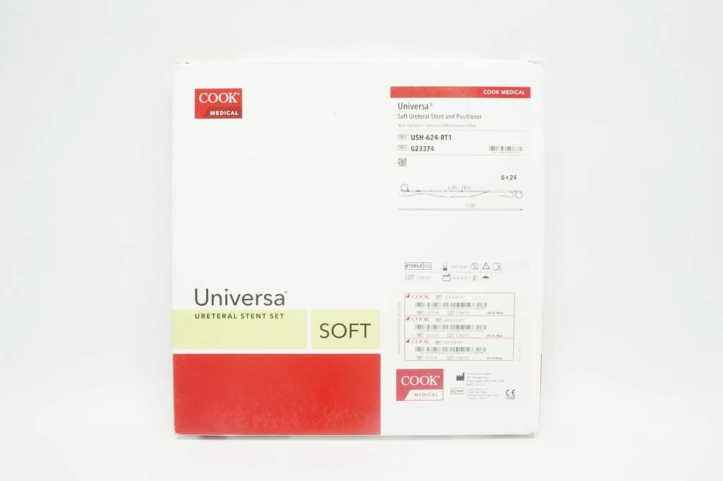 EQUIPO DE CATETER URETERAL UNIVERSAL SUAVE DOBLE J 6 FR/24 CM USH-624 COOK MEDICAL