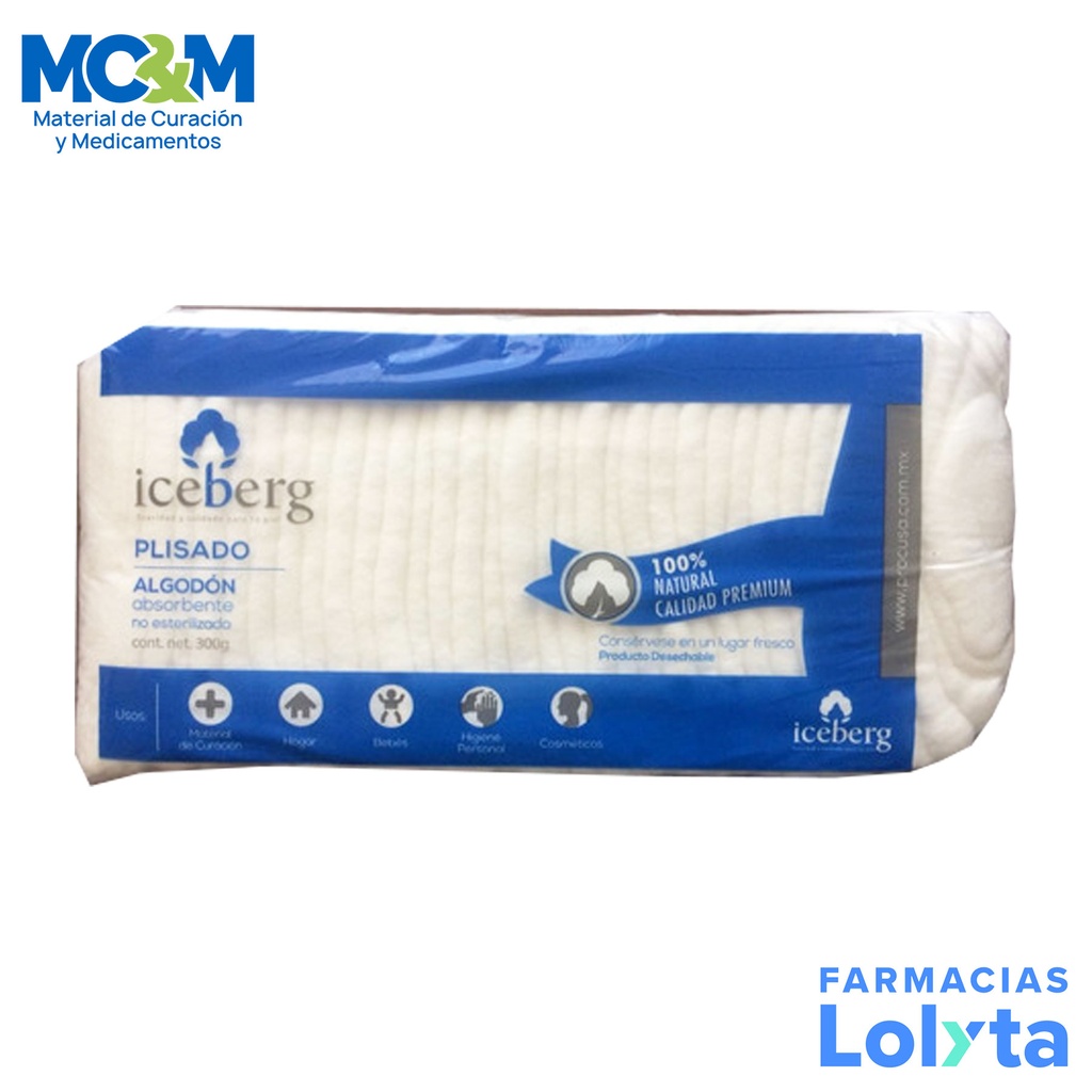ALGODON ABSORBENTE PLISADO C/300 G ICEBERG