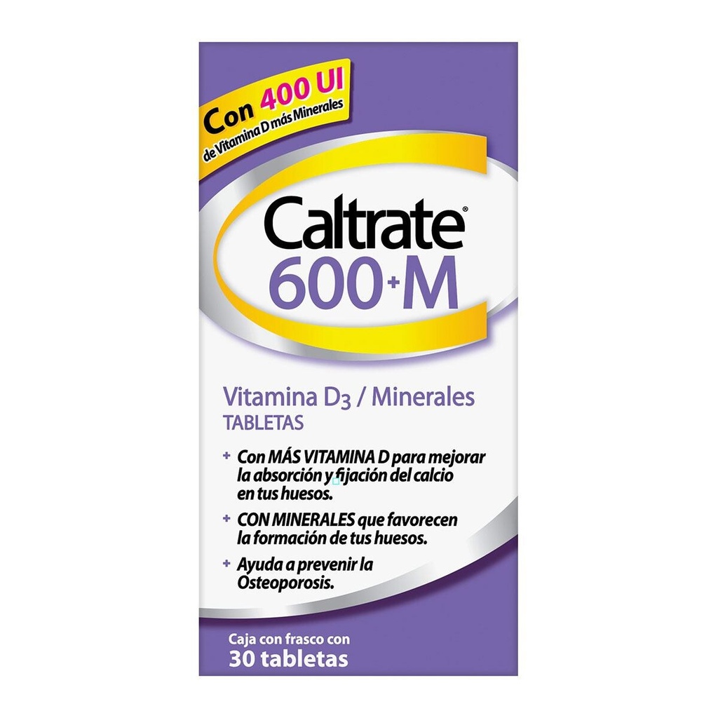 CALTRATE 600+M 400 UI C/30 TAB VITAMINA D MINERALES LAB HALEON