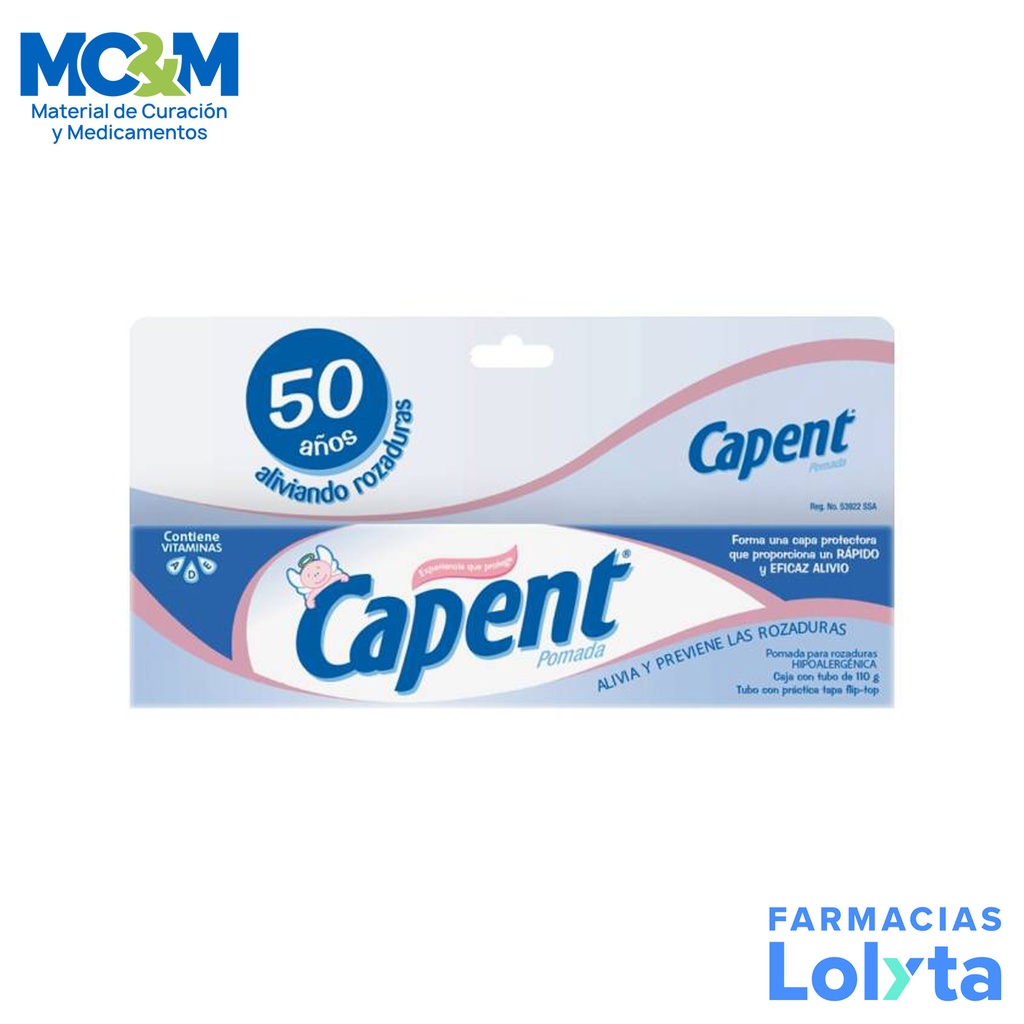 CAPENT POMADA 0.1/25 G/100 G TUBO C/110 G CLORURURO DE BENZALCONIO OXIDO DE ZINC LAB GRISI