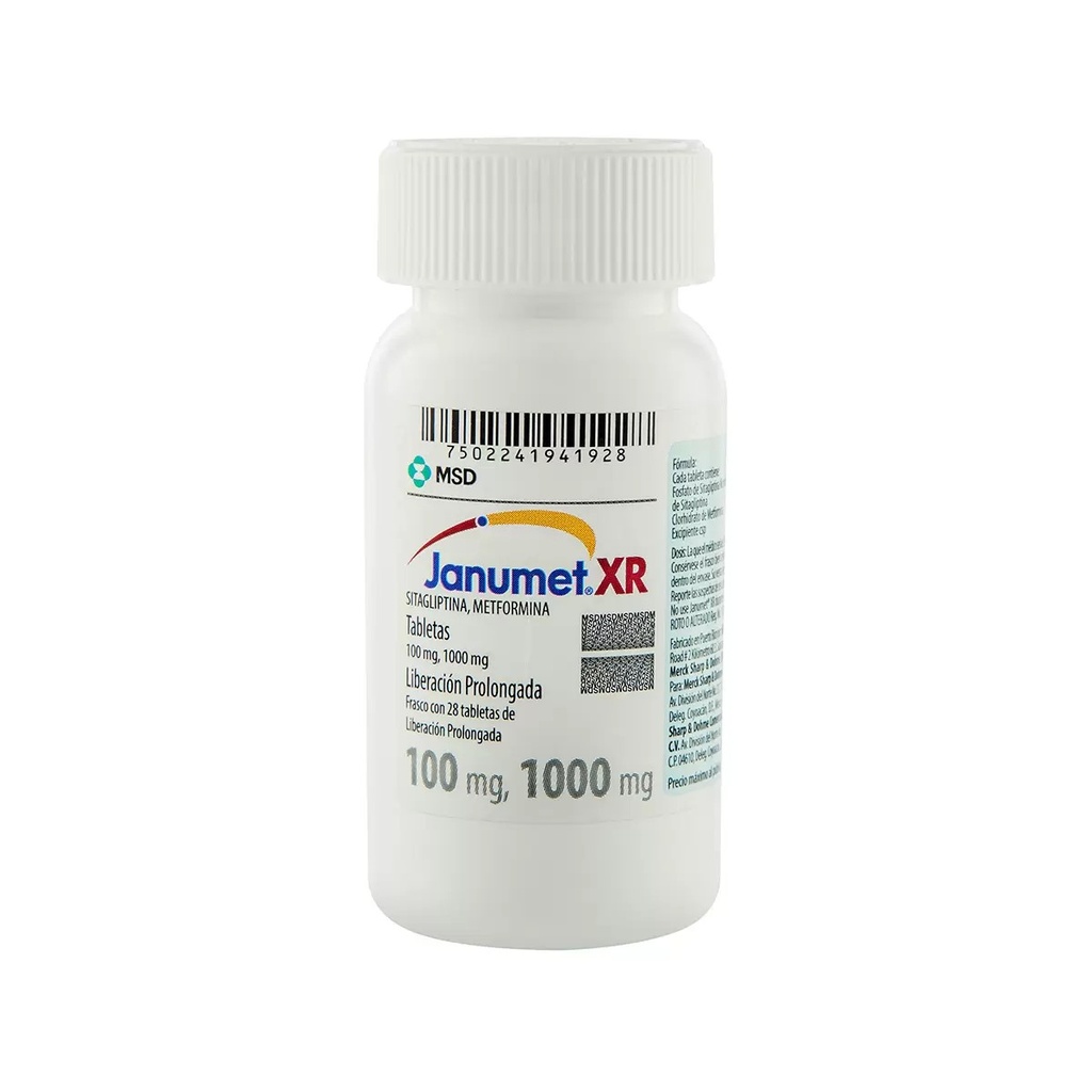 JANUMET XR 100/1000 MG C/28 TAB LIBERACION PROLONGADA SITAGLIPTINA METFORMINA LAB MSD