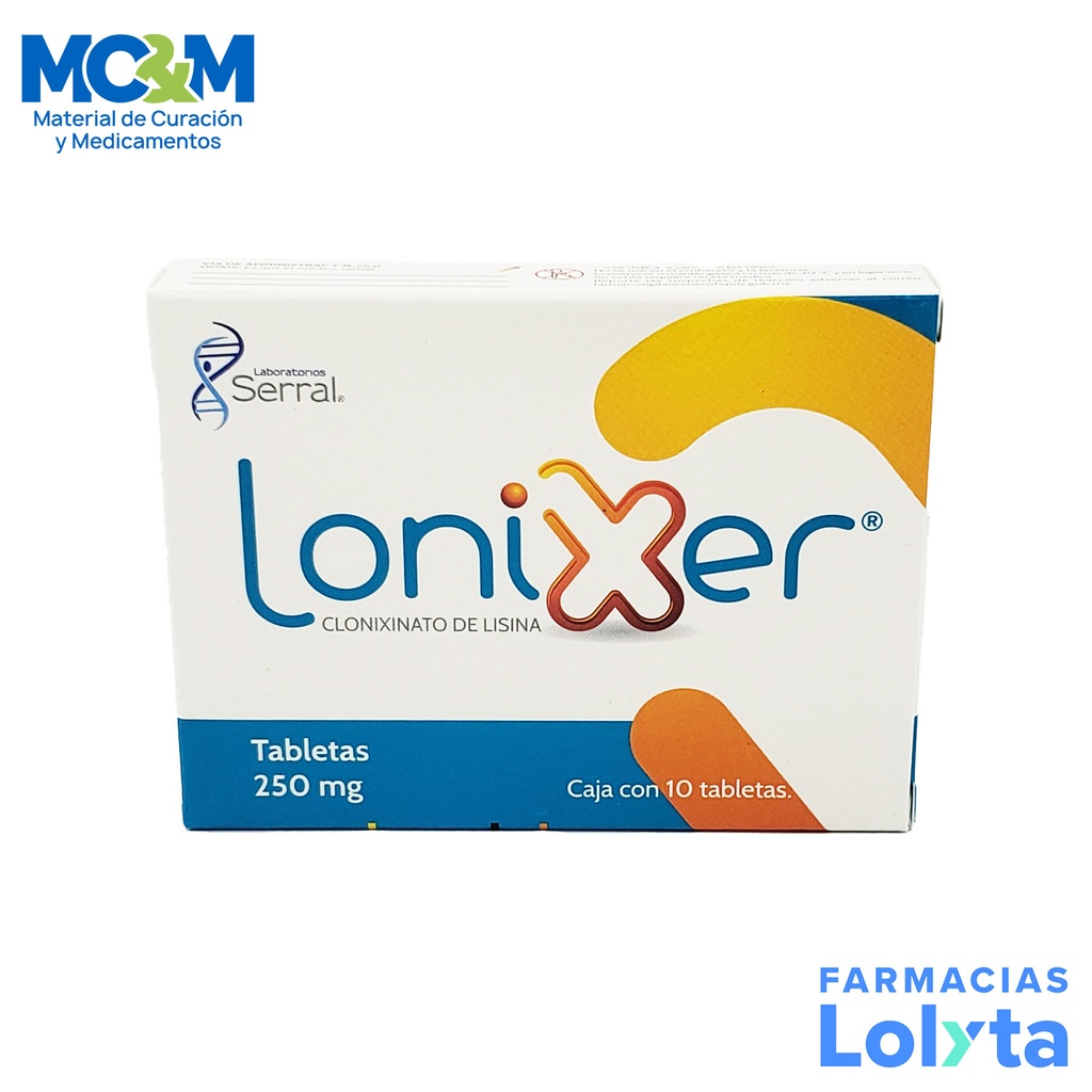 CLONIXINATO DE LISINA 250 MG C/10 TAB LONIXER LAB SERRAL