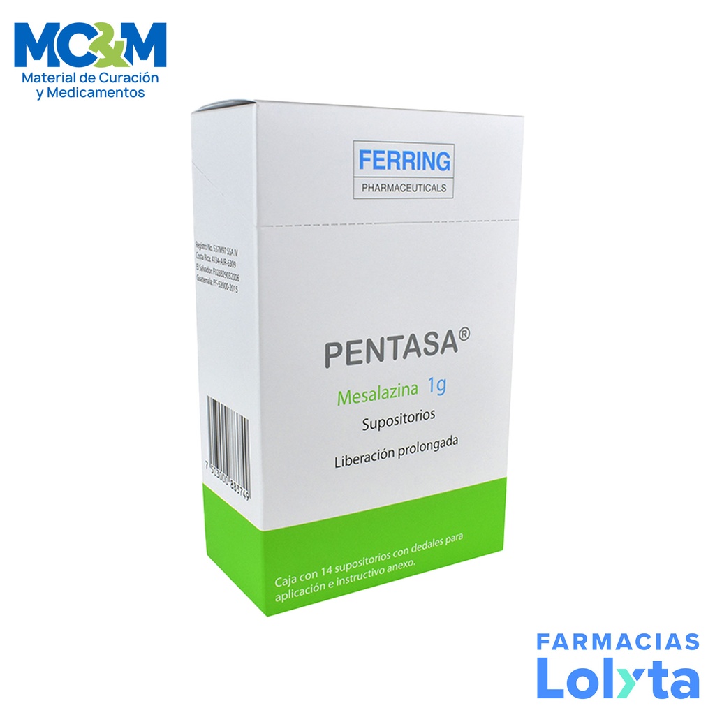 PENTASA 1 G C/14 SUPOSITORIOS MESALAZINA LAB FERRING