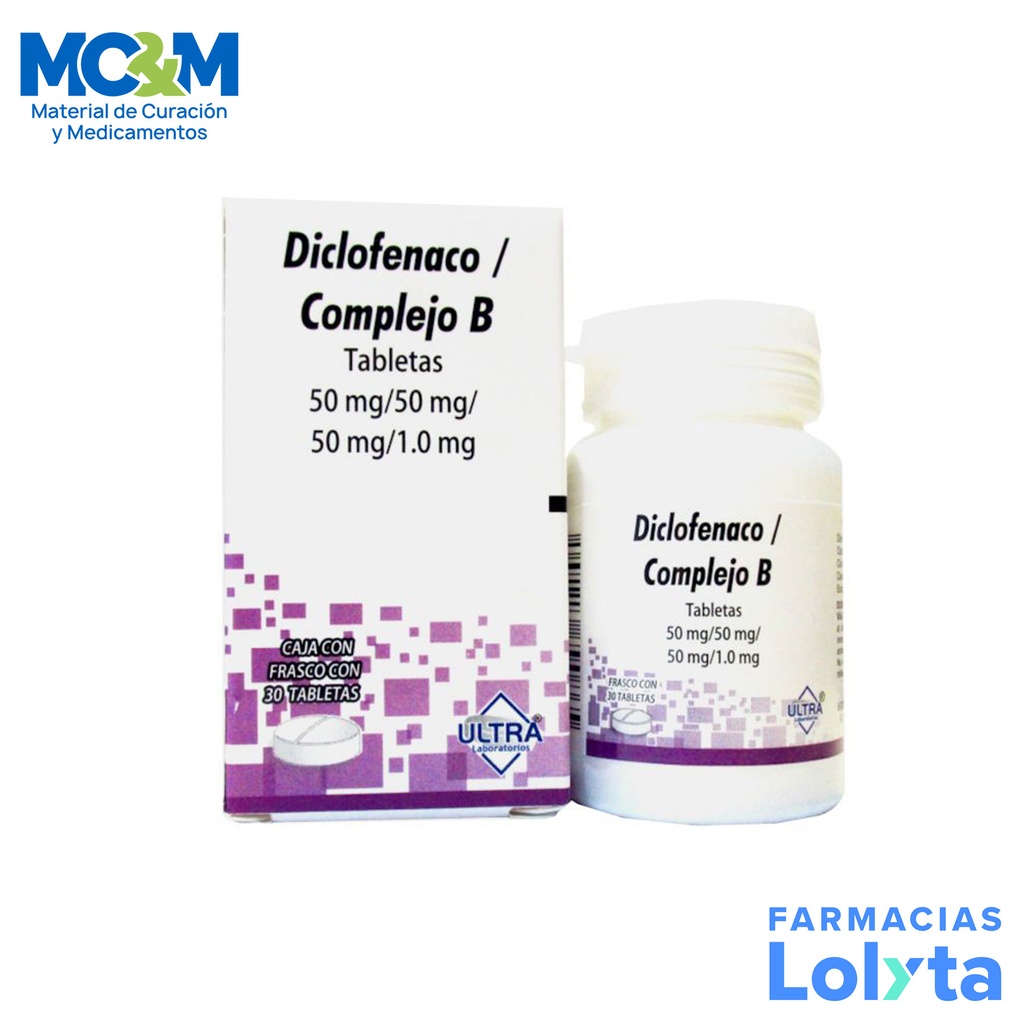 DICLOFENACO COMPLEJO B 50/50/50/1.0 MG C/30 TAB LAB ULTRA
