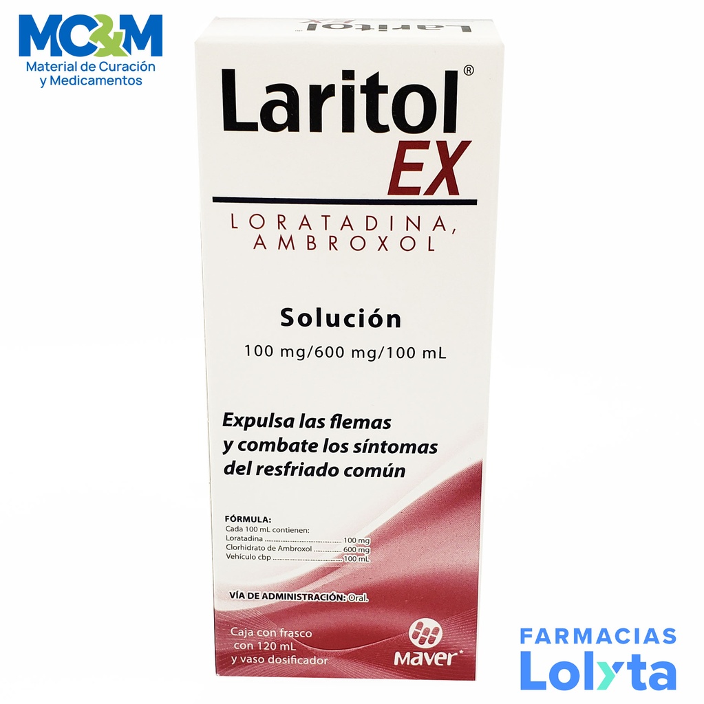 LORATADINA AMBROXOL SOL ORAL 100/600 MG/100 ML C/120 ML LARITOL EX LAB MAVER