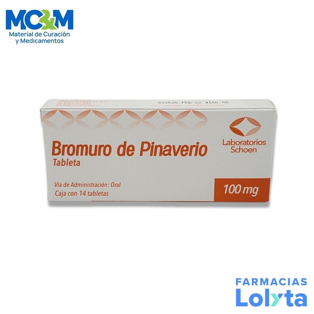 BROMURO DE PINAVERIO 100MG C/14 TAB LAB SCHOEN
