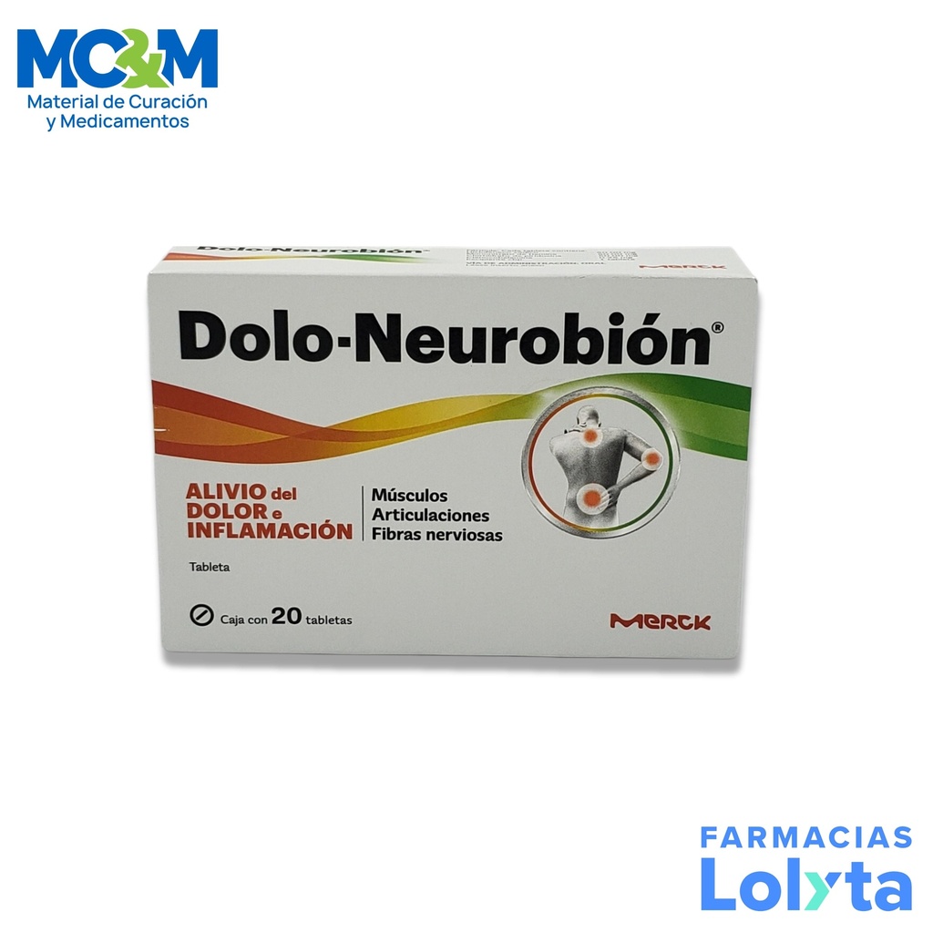DOLO-NEUROBION 50/50/50/0.25 MG C/20 TAB DICLOFENACO COMPLEJO B (TIAMINA PIRIDOXINA CIANOCOBALAMINA) LAB MERCK