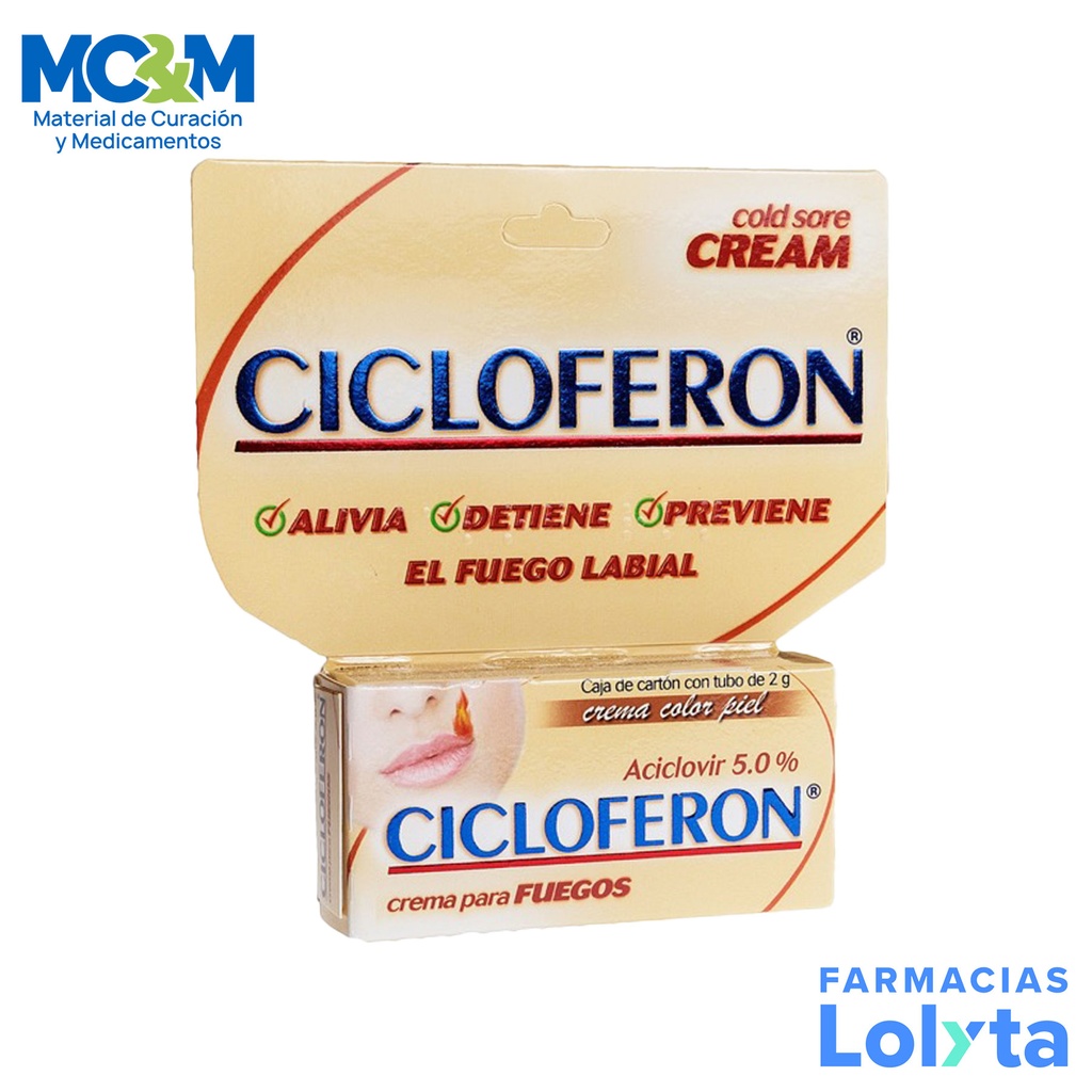 CICLOFERON COLOR PIEL CREMA 5% C/2 G ACICLOVIR LAB LIOMONT