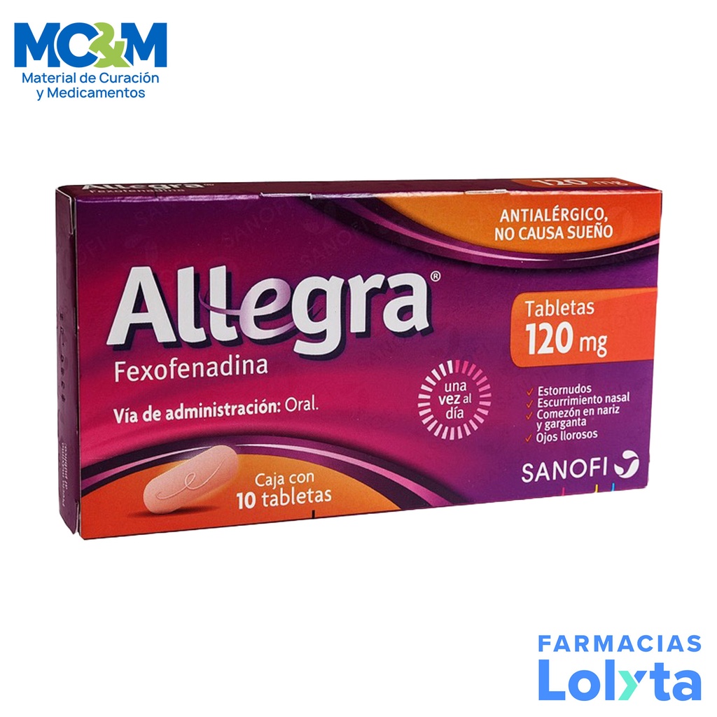 ALLEGRA 120 MG C/10 TAB FEXOFENADINA LAB SANOFI AVENTIS