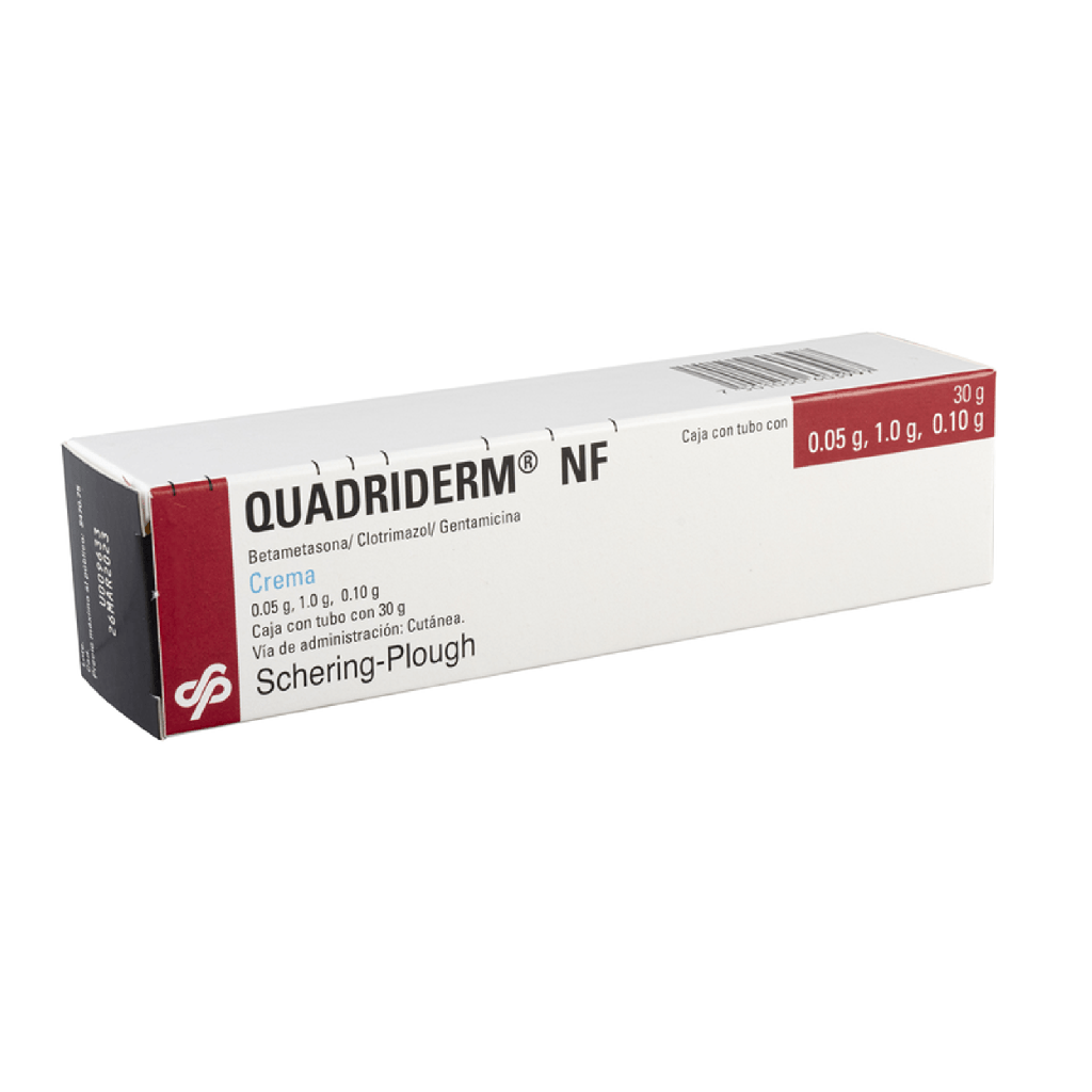 QUADRIDERM NF CREMA 0.05/1/0.1 G/100 G TUBO C/30 G BETAMETASONA CLOTRIMAZOL GENTAMICINA LAB ORGANON