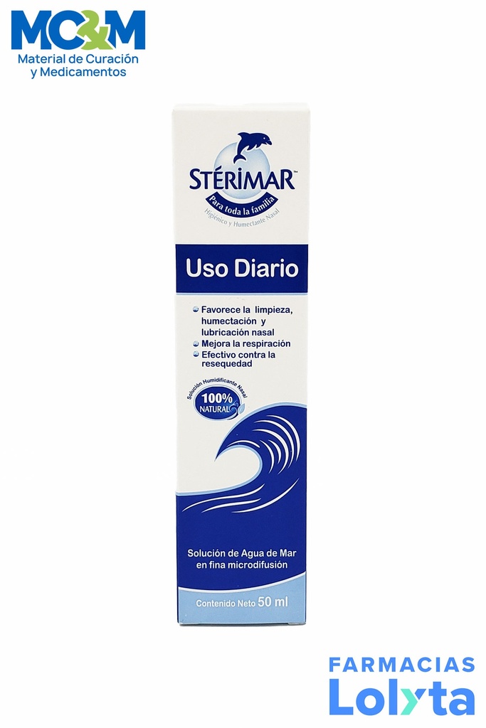 STERIMAR SOL HUMECTANTE NASAL USO DIARIO C/50 ML AGUA DE MAR ISOTONICA LAB CHURCH&DWIGHT