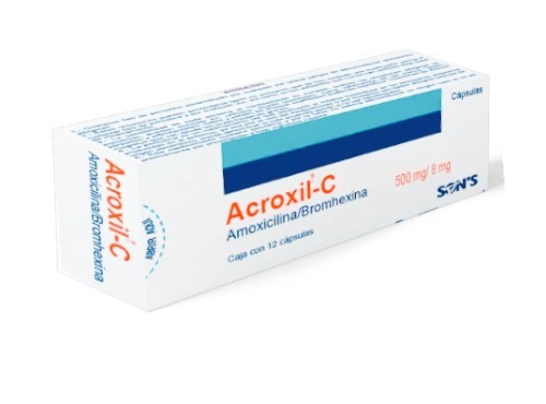 AMOXICILINA BROMHEXINA 500/8 MG C/12 CAP ACROXIL-C LAB SONS
