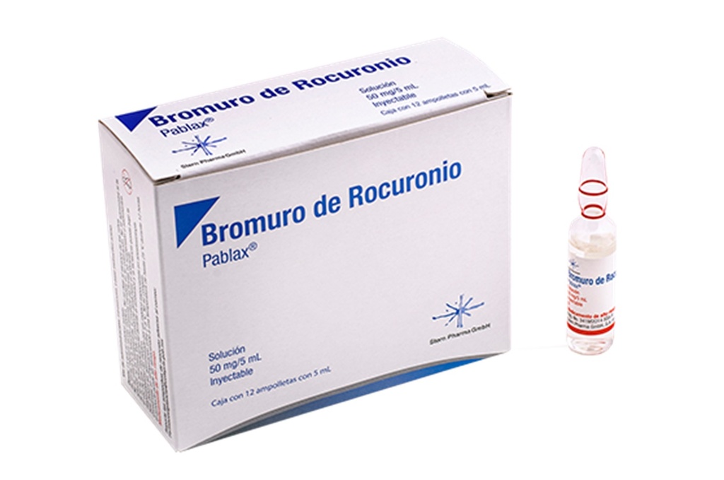 BROMURO DE ROCURONIO SOL INY 50 MG/5 ML C/12 AMP PABLAX LAB STERN PHARMA (RF)