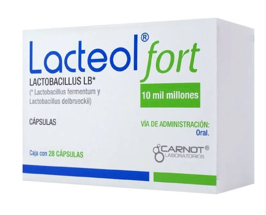 LACTEOL FORT 340 MG C/28 CAP LACTOBACILLUS LB (10 MIL MILLONES ) LAB CARNOT